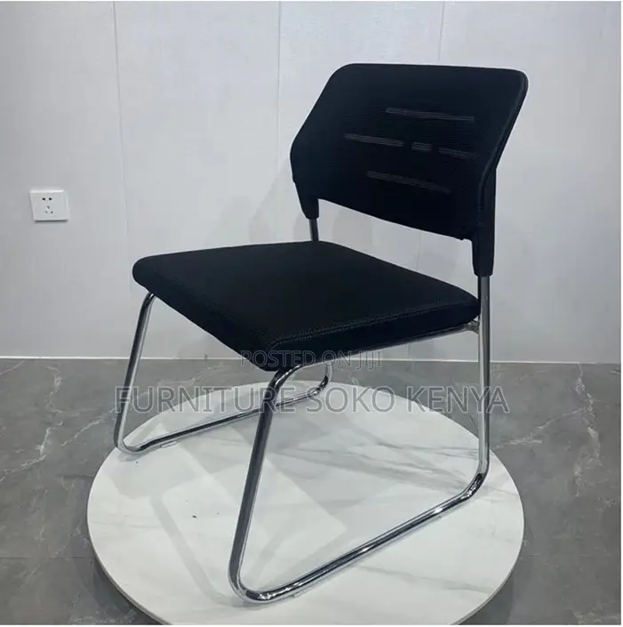 Office Chair : Black Mesh & Fabric Office Guest Chair