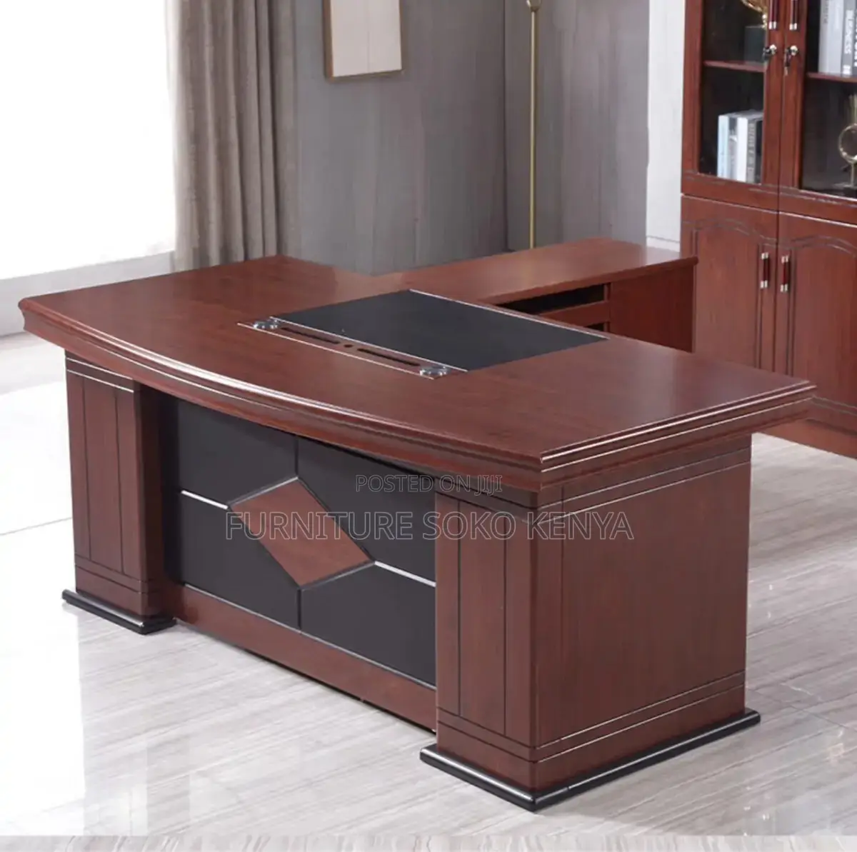 Office Desk : 1.4M Modern Mahogany Executive Office Desk