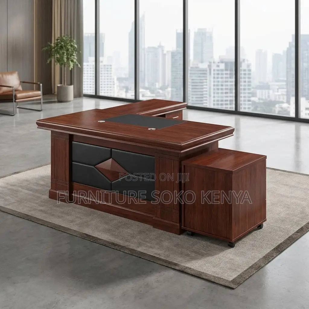 Office Desk : 1.4M Modern Mahogany Executive Office Desk