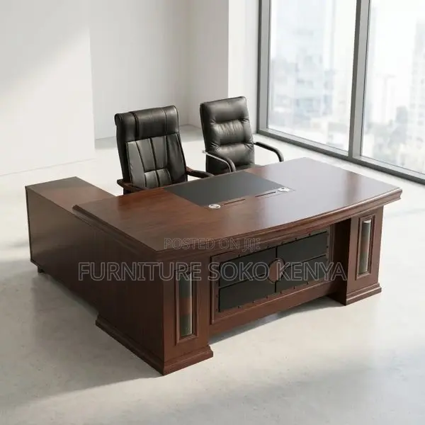 Office Desk : 2.4MExecutive Office Desk- Geometric Front Modesty Panel