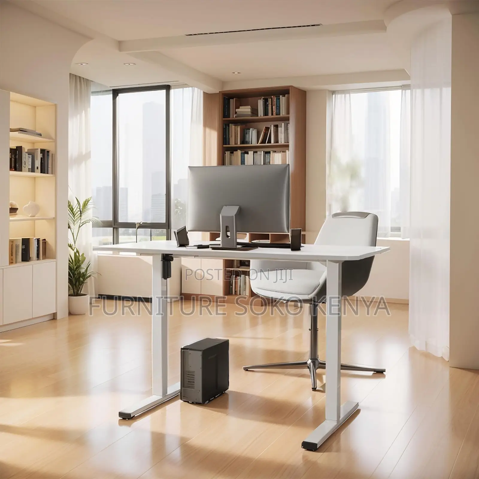 Standing Desk : 1.2M White Electric Height-Adjustable Standing Desk
