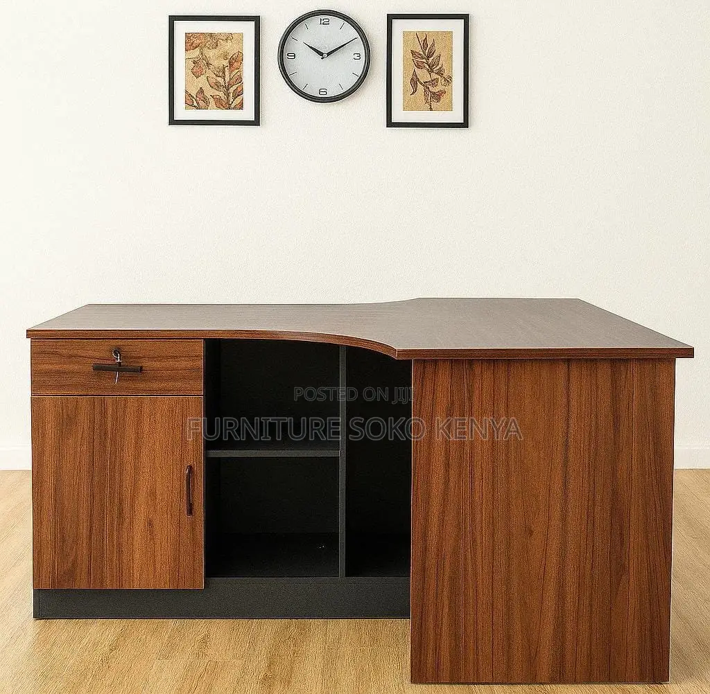 Office Desk : 1.4M Curved Executive L-Shaped Office Desk