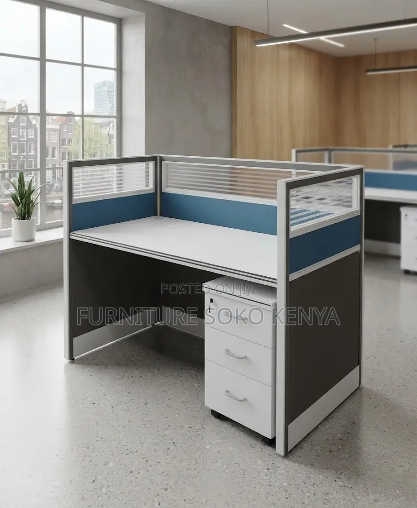 Workstations; Blue One User Modular Workstation With Cabinet