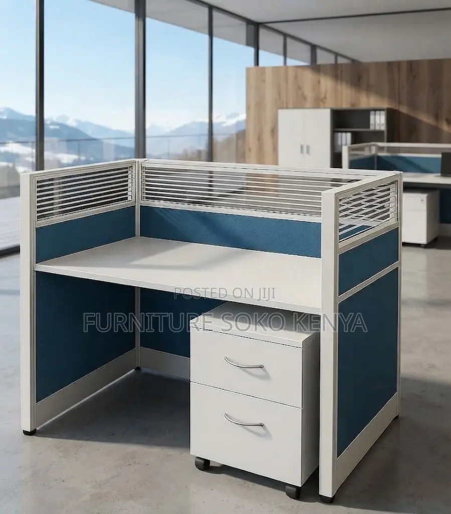 Workstations; Blue One User Modular Workstation With Cabinet