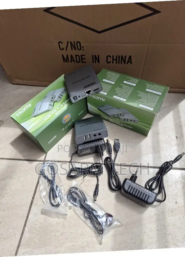60M HDMI KVM Extender Kit With Transmitter and Receiver Over Cat6 Cabl