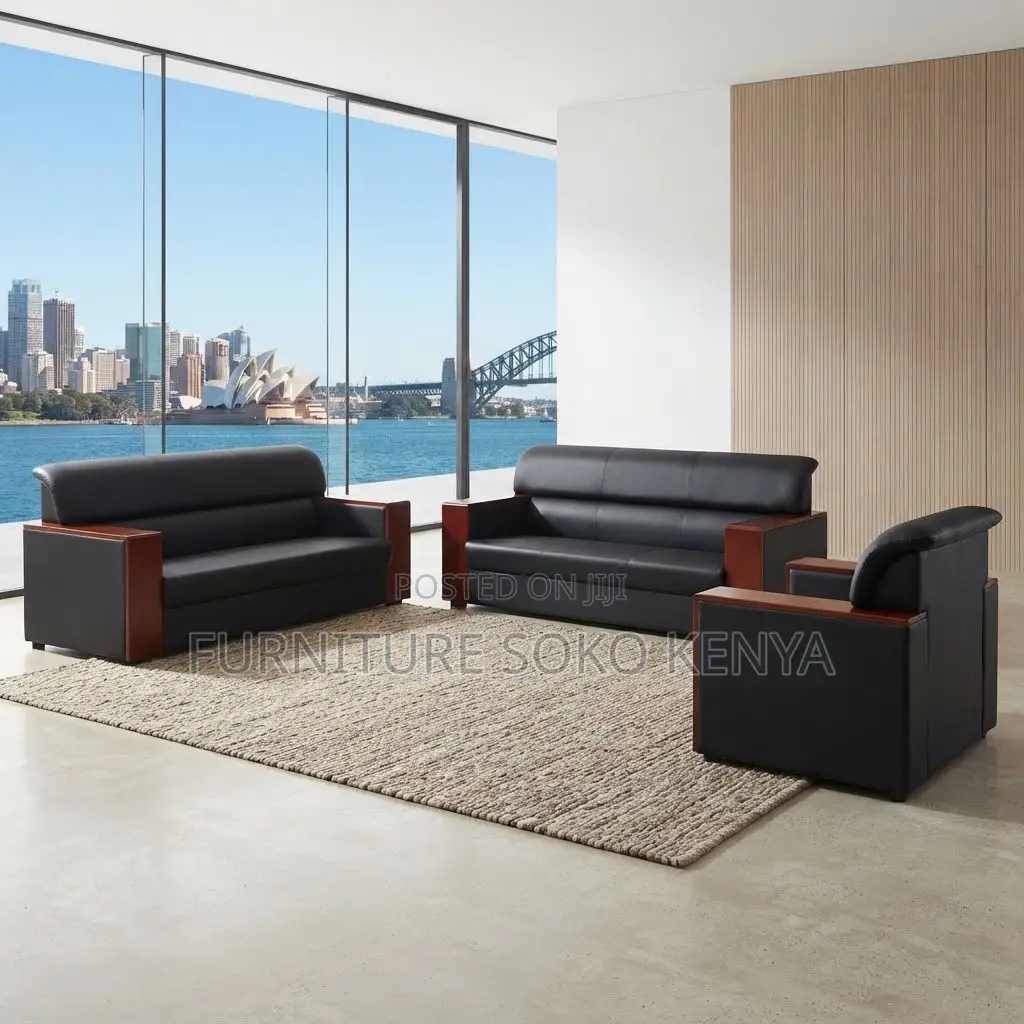 Sofas: Office Business Leather Modular Guest Arm Sofa Set