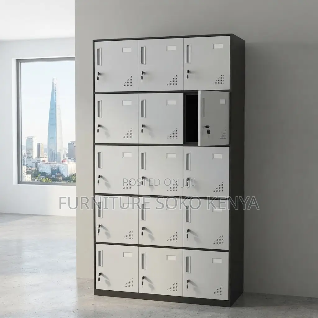 Office Cabinets: Metallic 15-Door Lockable Office Storage Unit