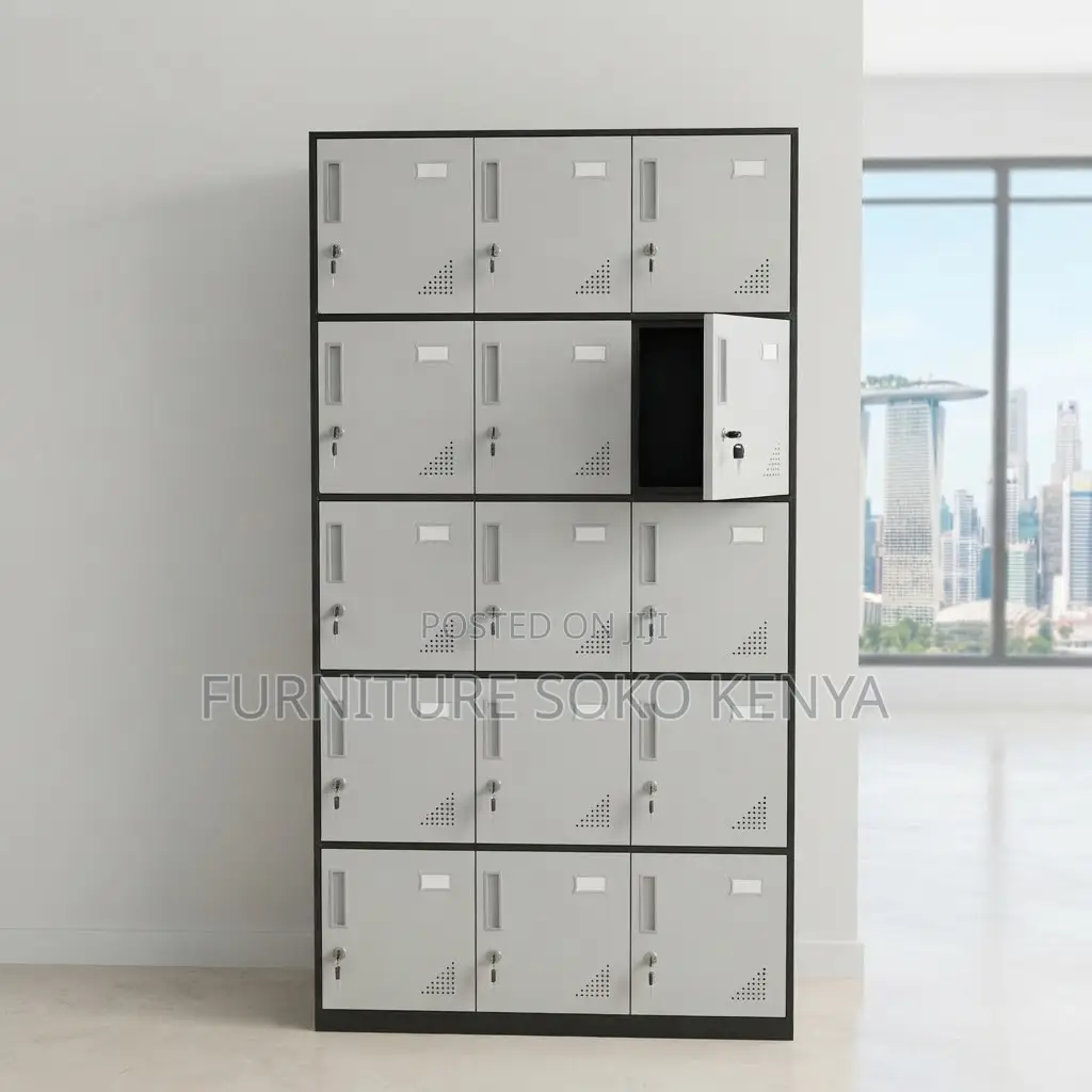 Office Cabinets: Metallic 15-Door Lockable Office Storage Unit