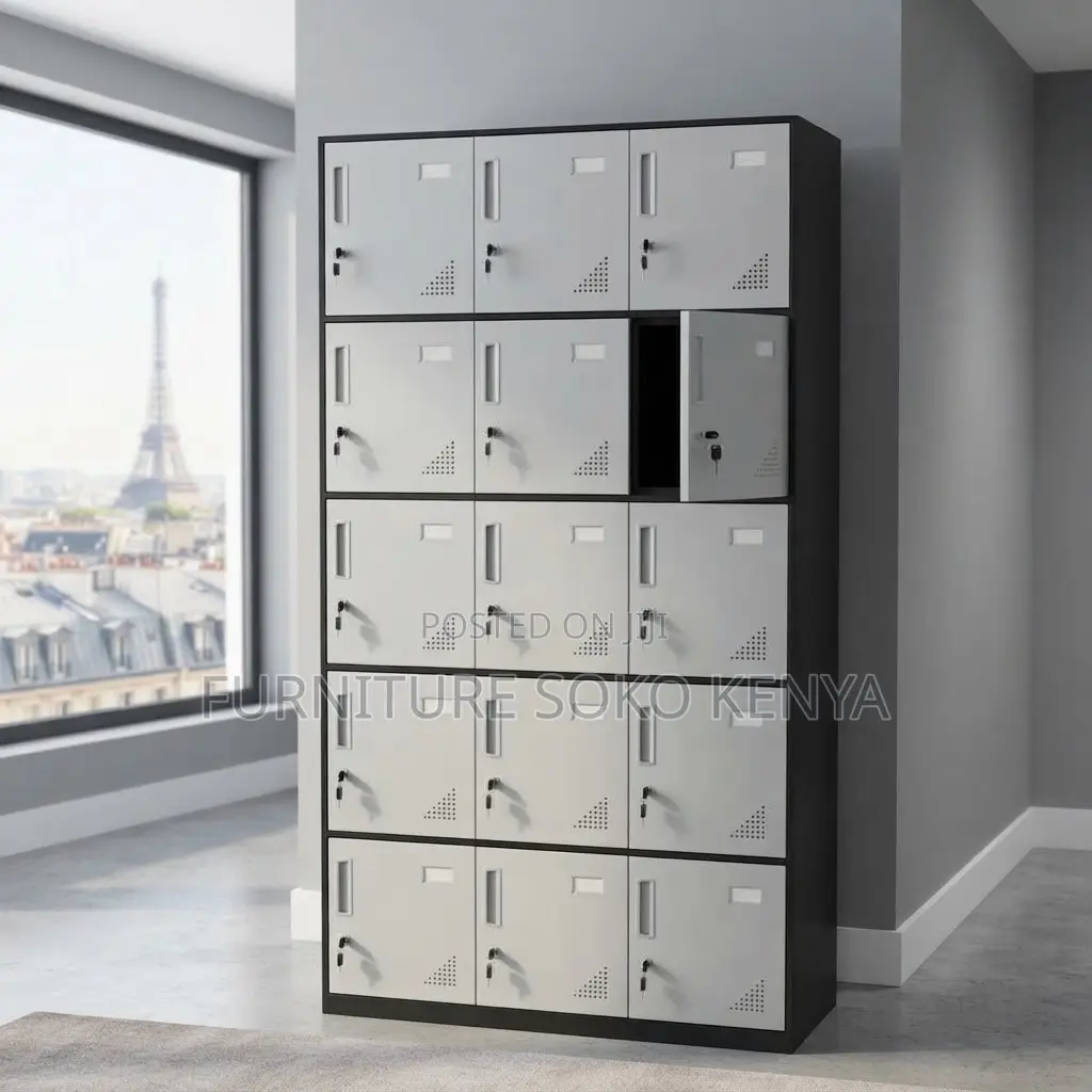 Office Cabinets: Metallic 15-Door Lockable Office Storage Unit