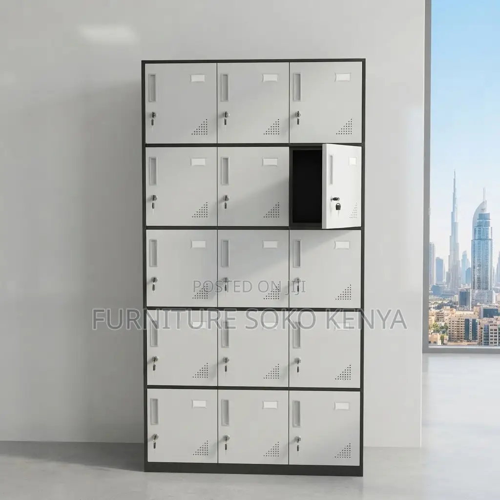 Office Cabinets: Metallic 15-Door Lockable Office Storage Unit