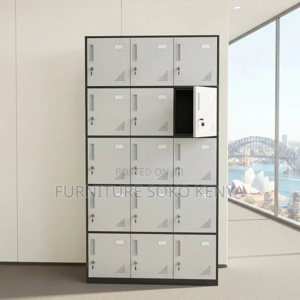 Office Cabinets: Metallic 15-Door Lockable Office Storage Unit