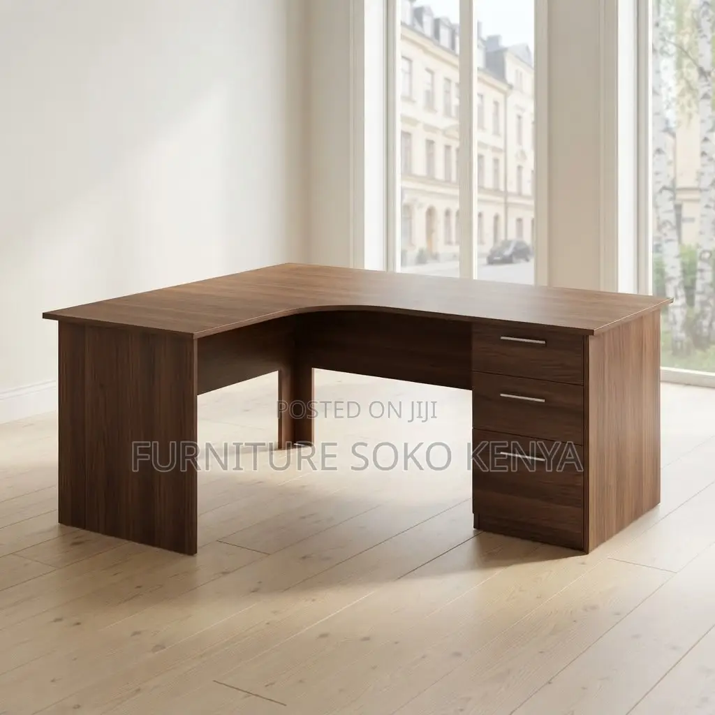 Office Desk; 140cm Customized Curved Computer Desk(Brown)