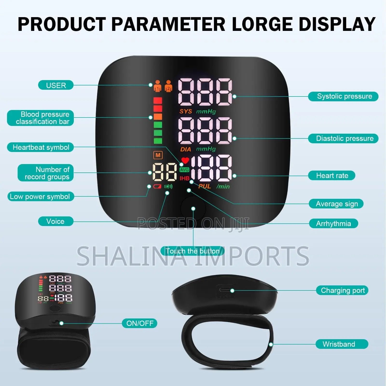 Wrist Electronic Rechargeable Sphygmomanometer Blood Pressure Kit