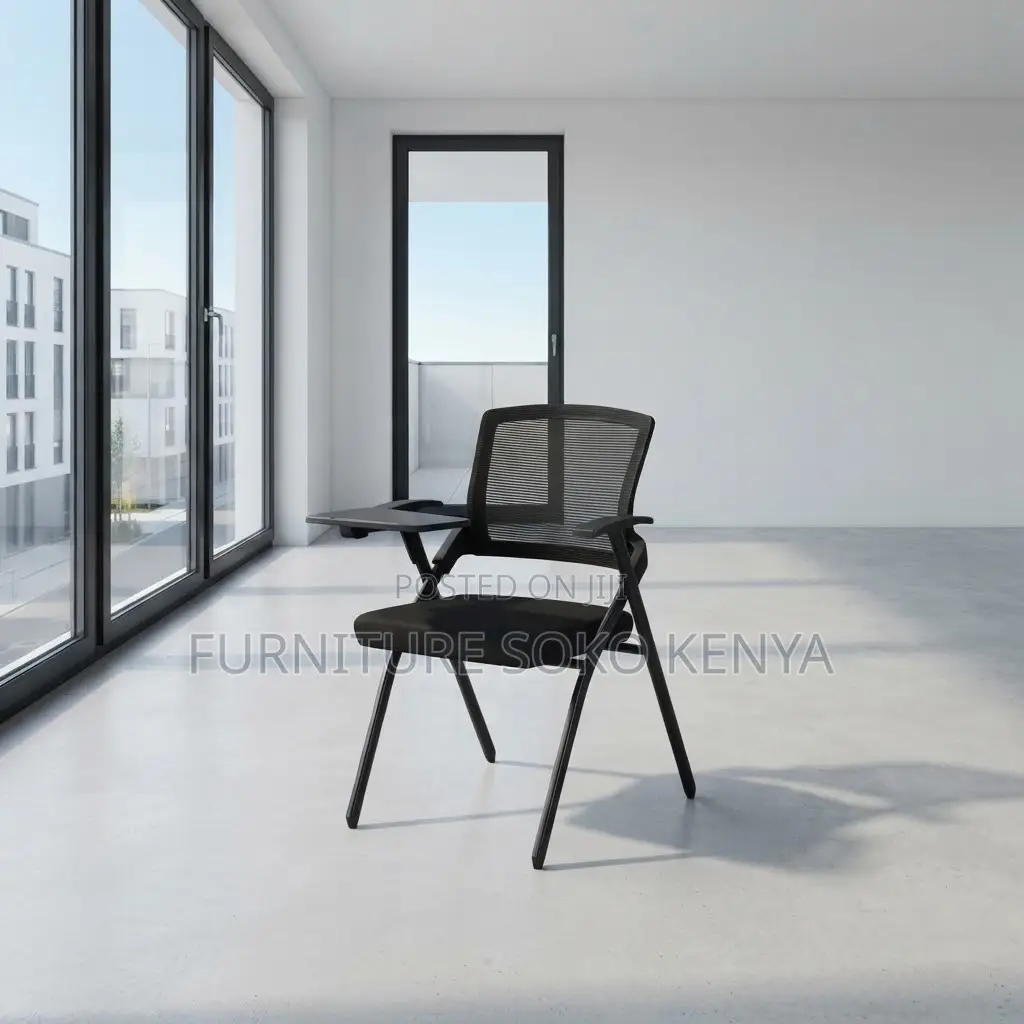 Office Chair; Foldable Study Seat With Writing Pad