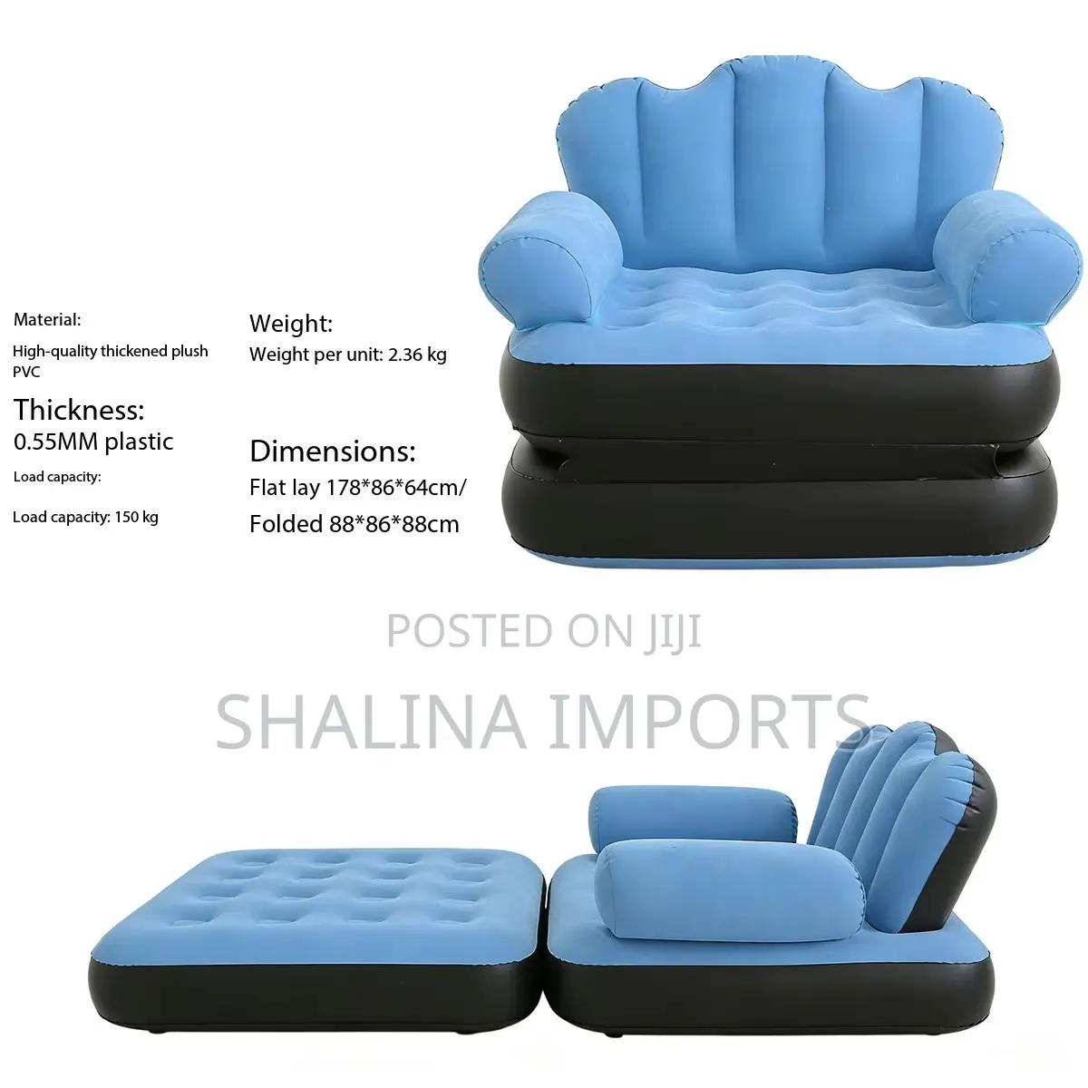 5 in 1 Inflatable Couch Lazy Sofa Bed With L-Shaped Armrest