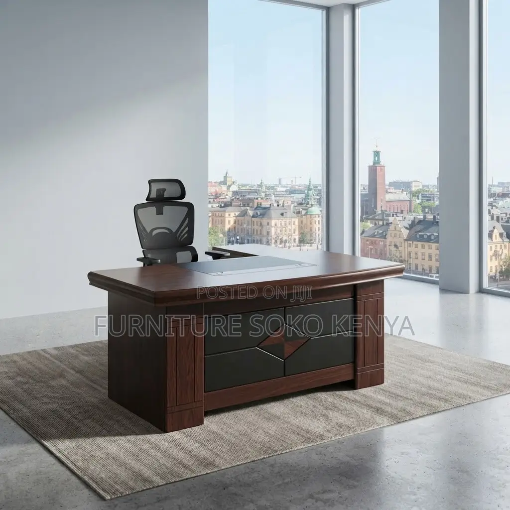 Office Desk: 1.6M Mahogany Executive Office Desk With Pedestal
