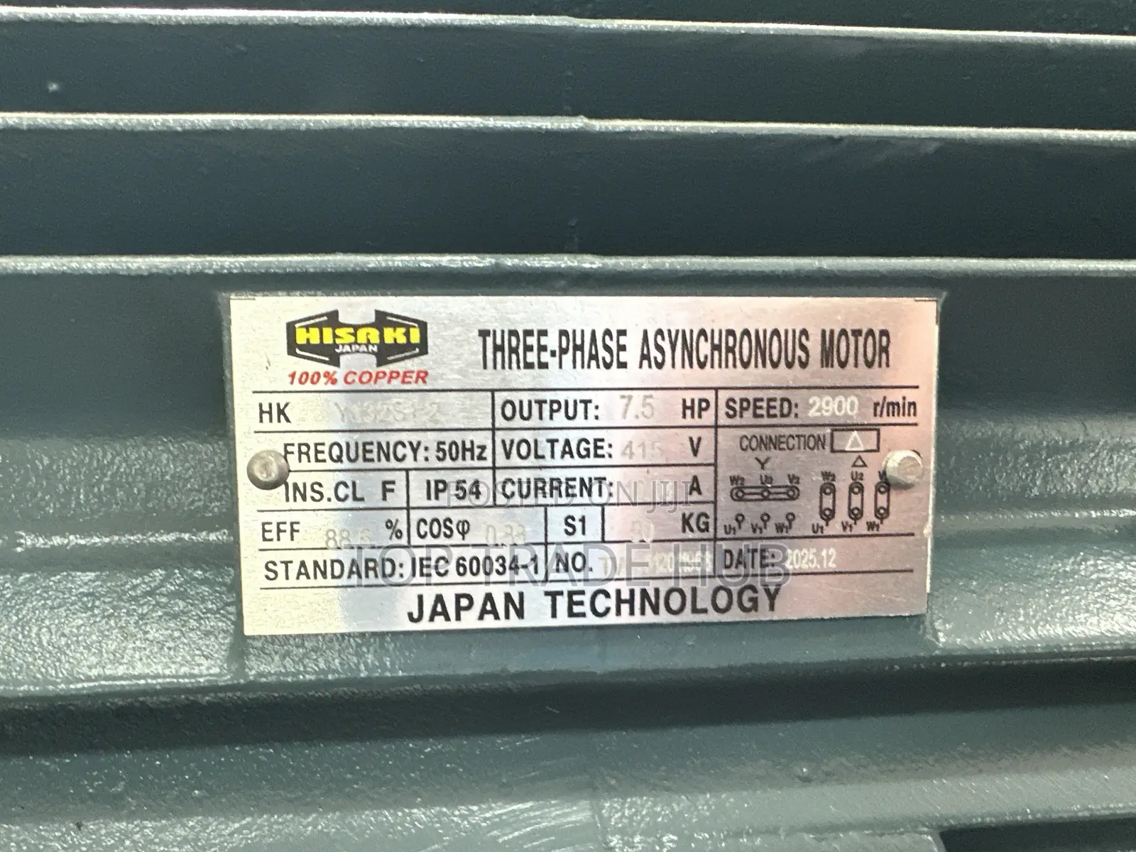 Hisaki Japan 100% Copper Electric Motor 7.5HP 3 Phase High Speed