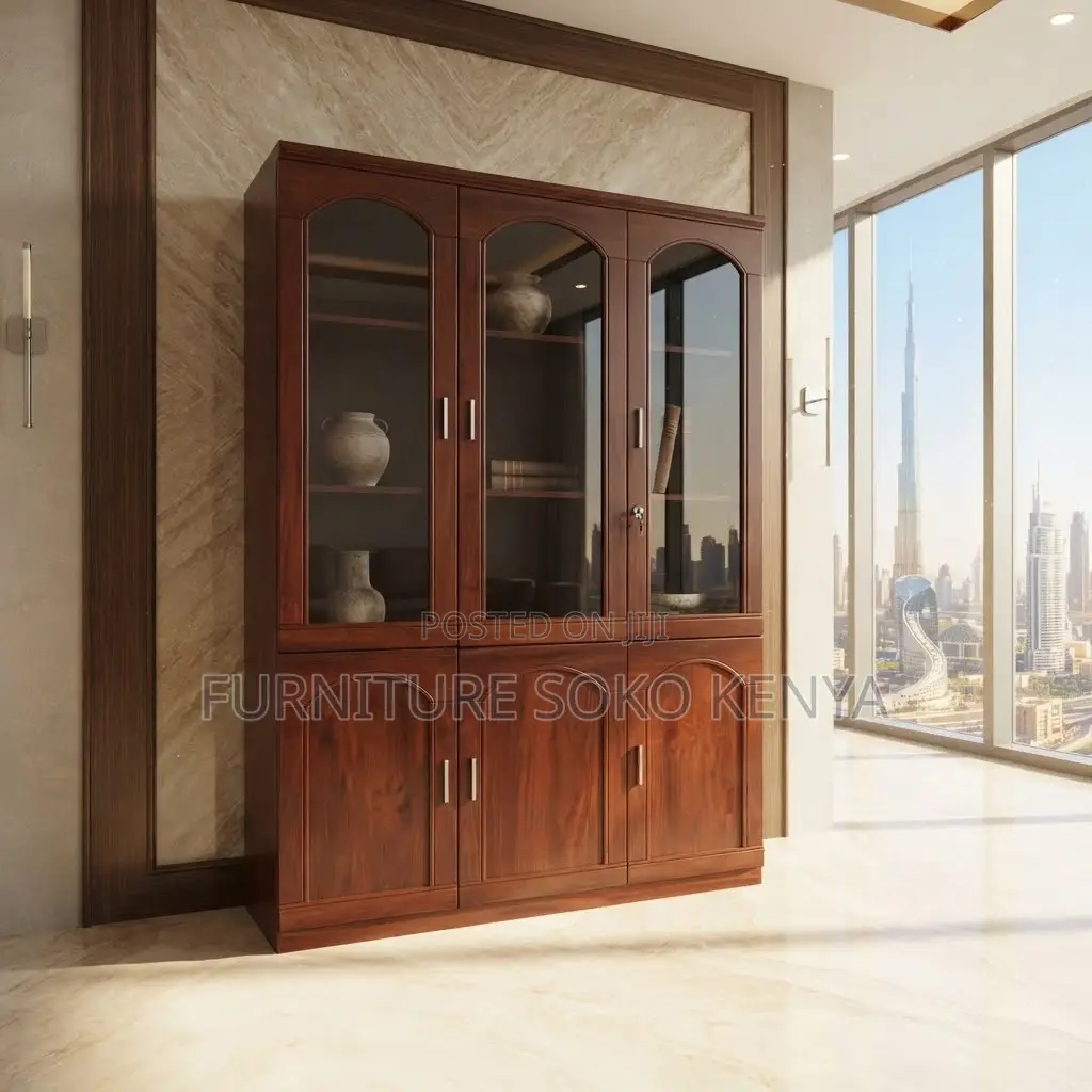 Office Cabinets:3-Door Industrial-Style Wooden Filing Cabinet