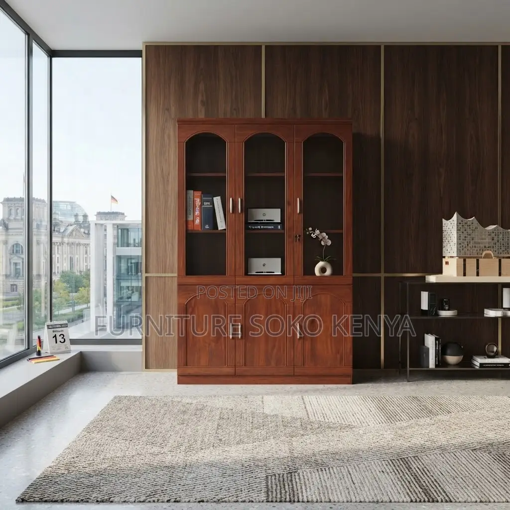 Office Cabinets:3-Door Industrial-Style Wooden Filing Cabinet