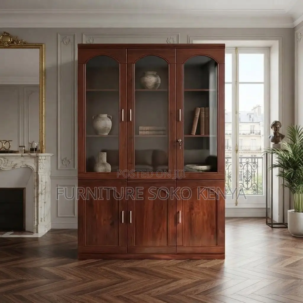 Office Cabinets:3-Door Industrial-Style Wooden Filing Cabinet