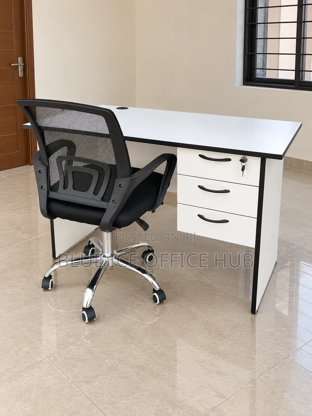 White Office Desk With Mesh Chair