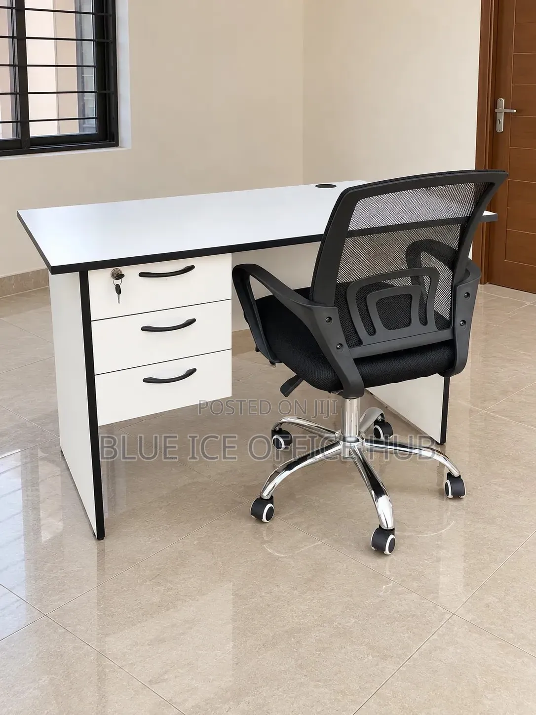White Office Desk With Mesh Chair