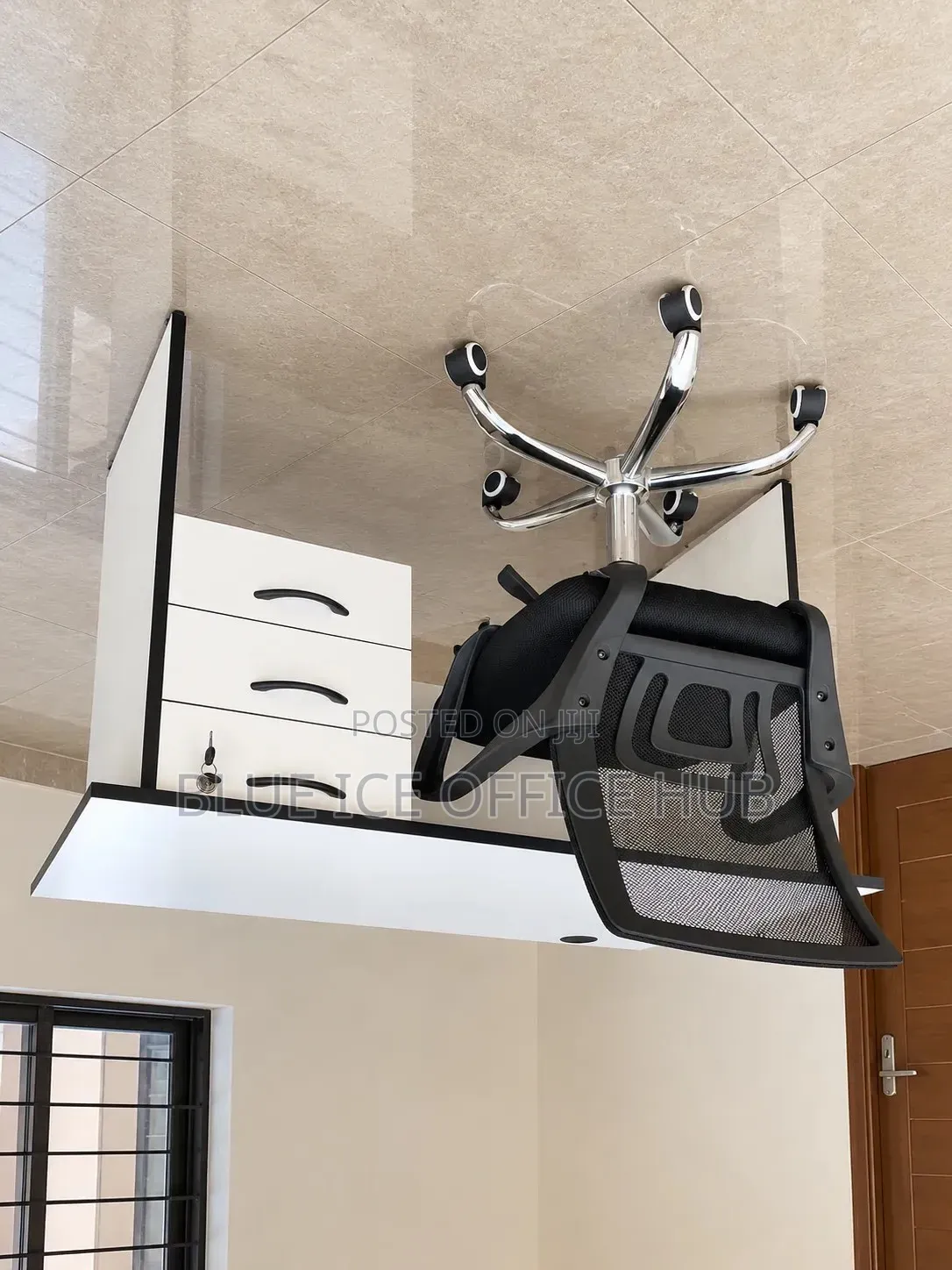 White Office Desk With Mesh Chair