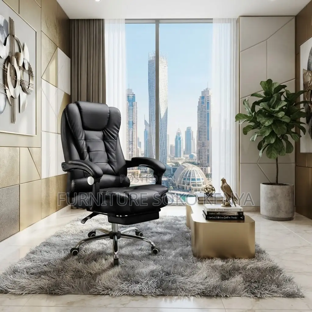 Office Chair; Boss Leather Office Chair With Footrest