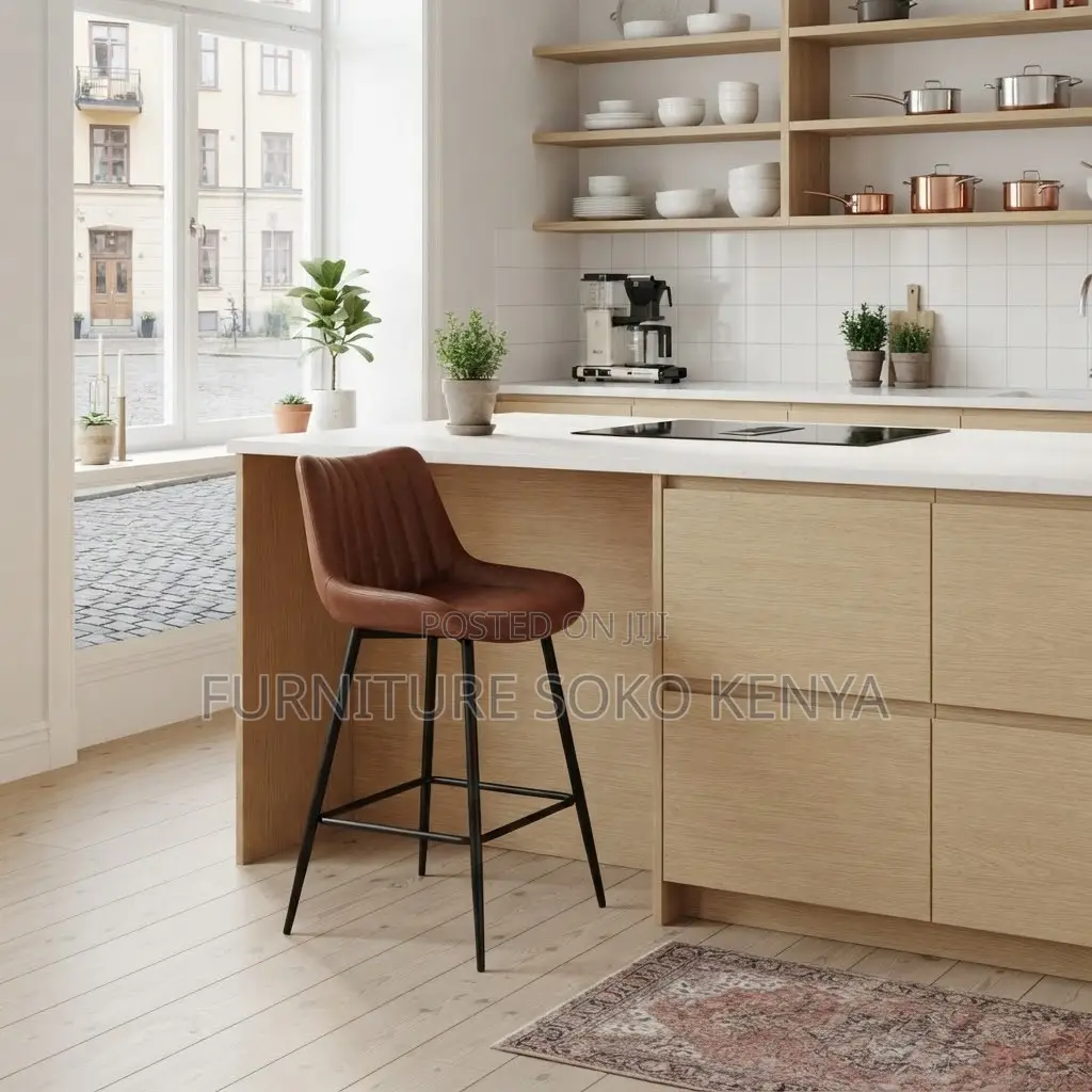 Bar Stool; Upholstered Leather Stool for Home and Restaurant Use