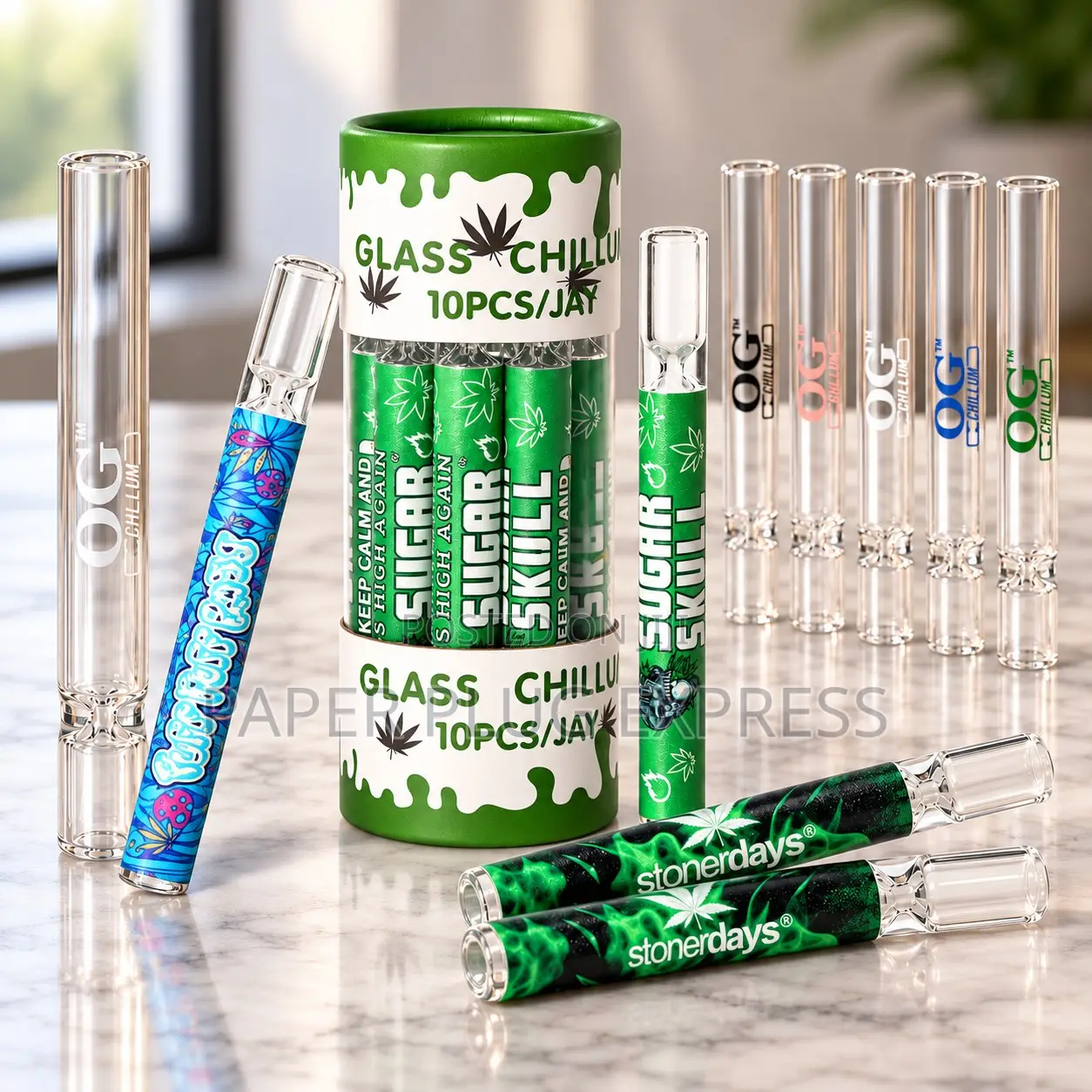 Chillum Straight Glass Pipe 4 Inch- One Hitter - OG & Print Designs