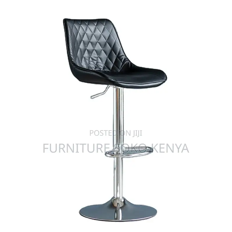 Barstool : Modern Black Diamond-Patterned Bar Stool