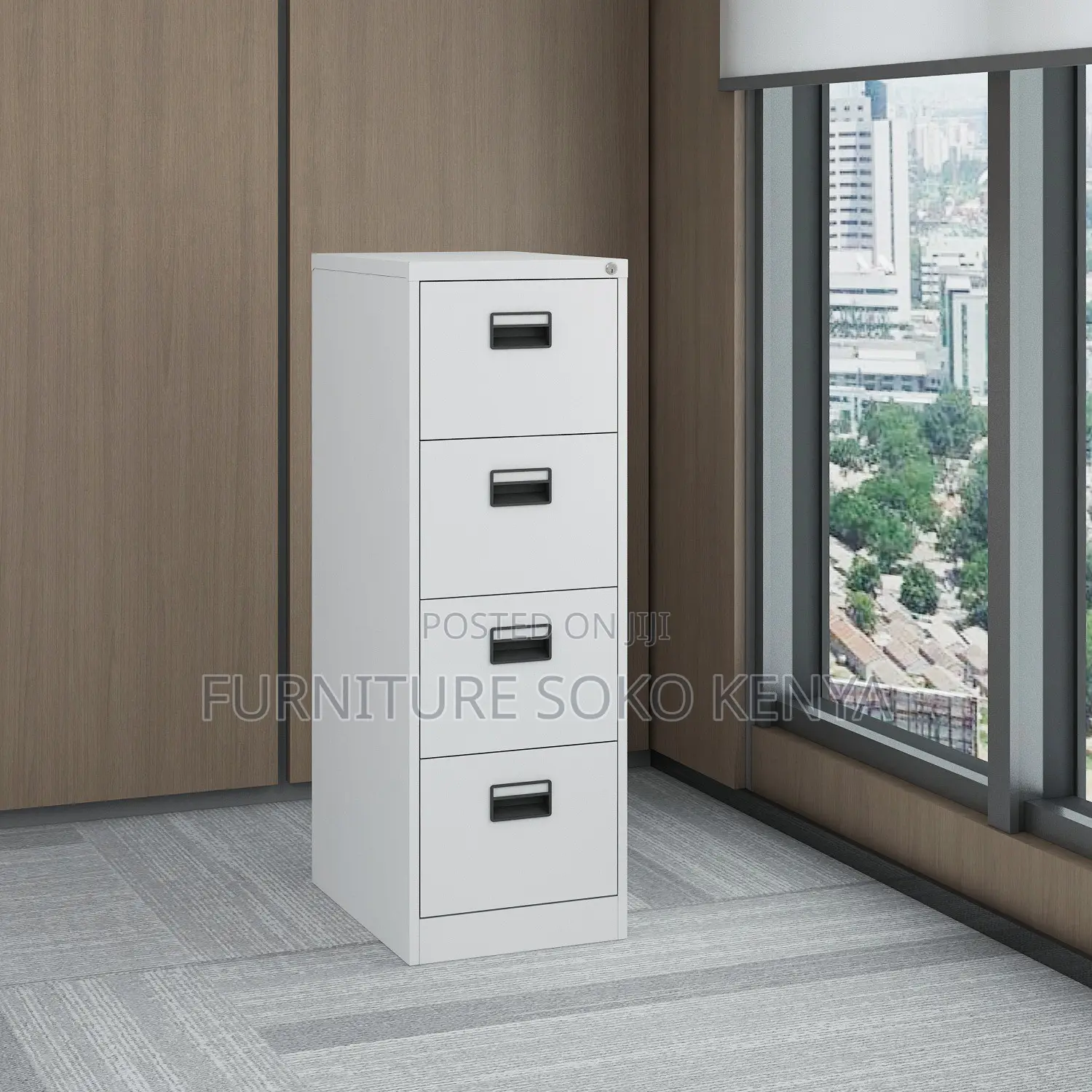 Office Cabinet : White 4-Drawer Vertical Steel Filing Cabinet