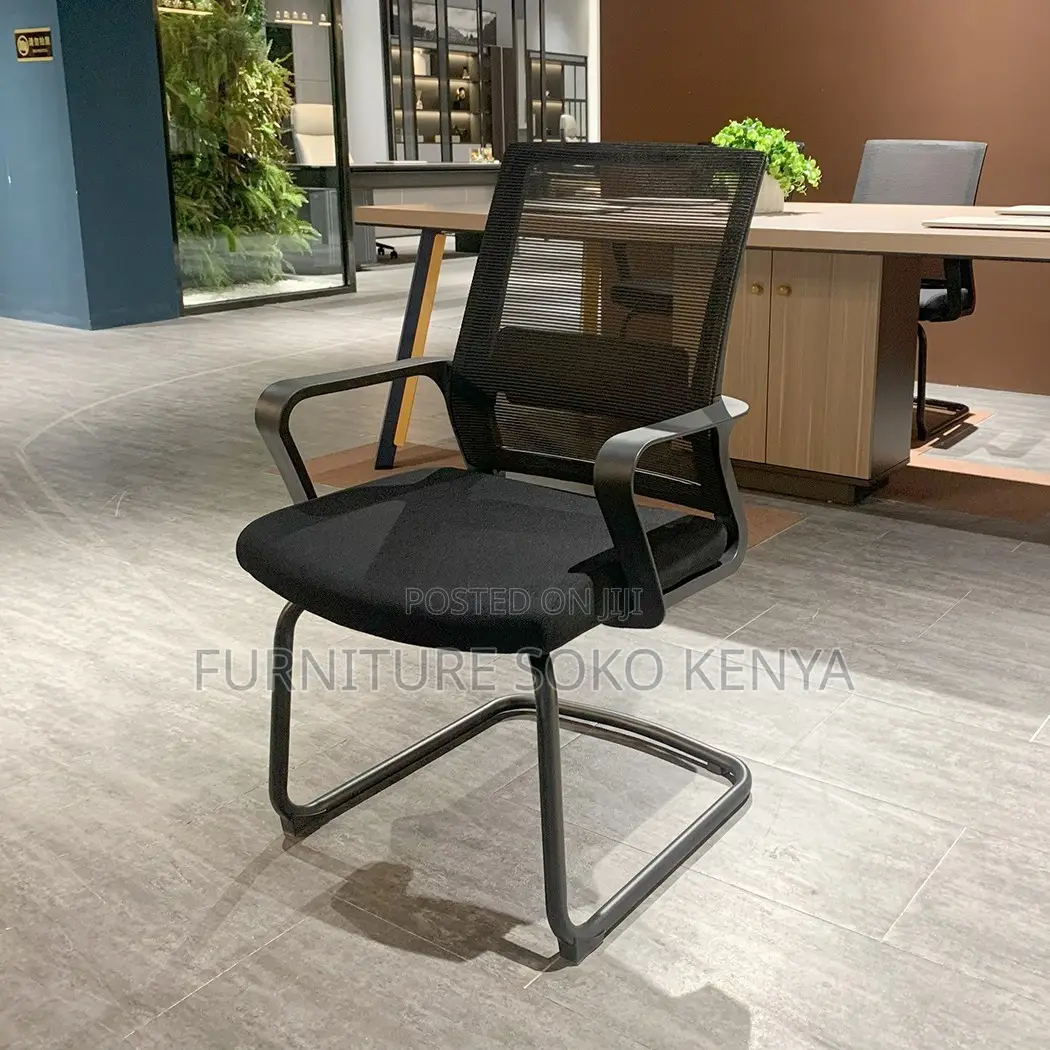 Office Chair : Black Mesh Mid-Back Visitor and Conference Chair