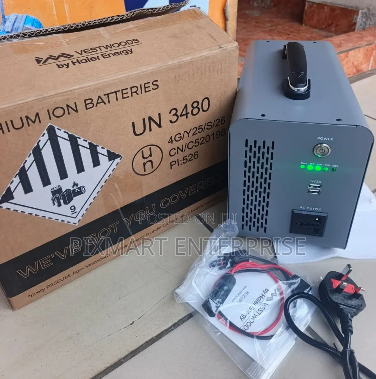 Portable Emergency Backup Battery With AC and USB Outputs
