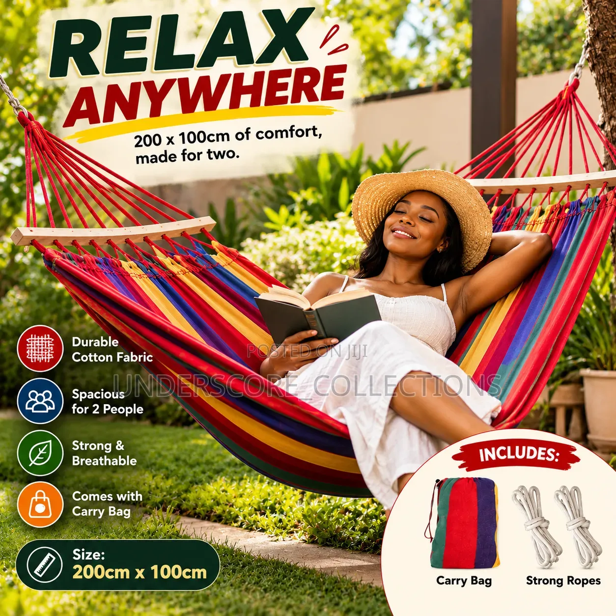 *Striped Outdoor Heavy Load Bearing Hammock* Size: 200×100cm