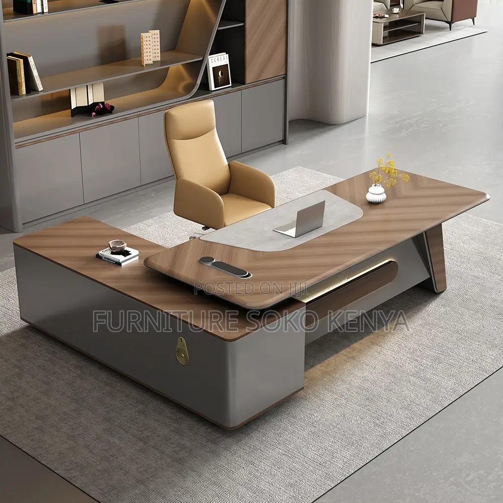 Office Desk : 180cm L-Shaped Executive Office Desk