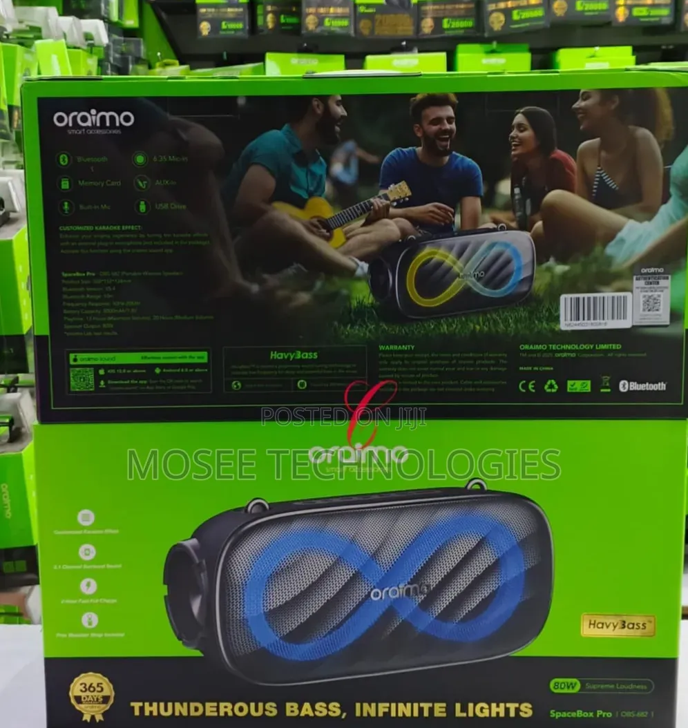 Oraimo SpaceBox Pro 80W Portable Party Speaker