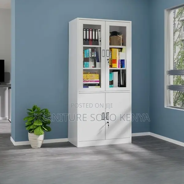 Office Cabinet : White 4-Door Metal Office Storage Cabinet