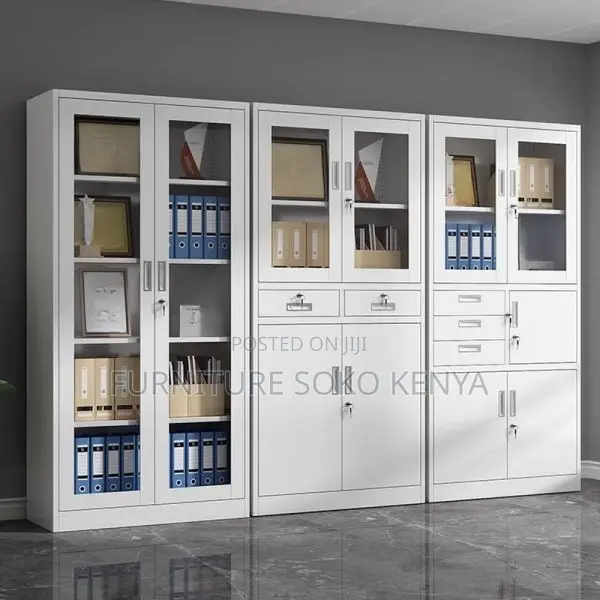 Office Cabinet : White 4-Door Metal Office Storage Cabinet