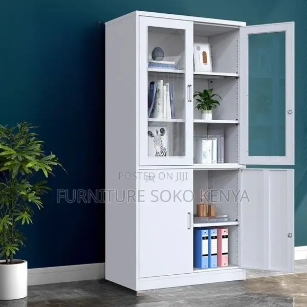 Office Cabinet : White 4-Door Metal Office Storage Cabinet