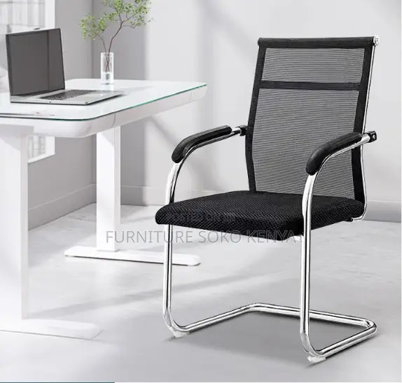 Office Chair : Modern Black Mesh Cantilever Office Chair