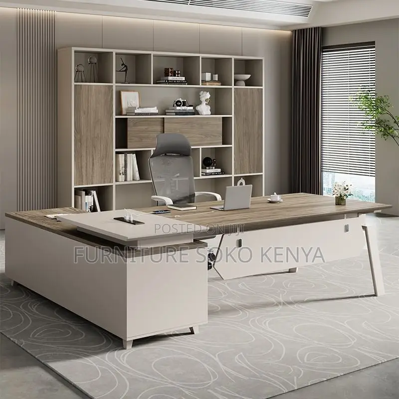 Office Desk : Modern L-Shaped Executive Office Desk Set