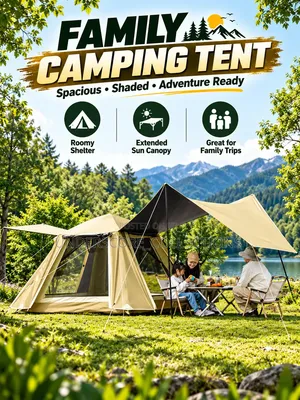 2 in 1 Camping Tent With an Outdoor Tarp/3-4 Persons 200 by 200 Cm