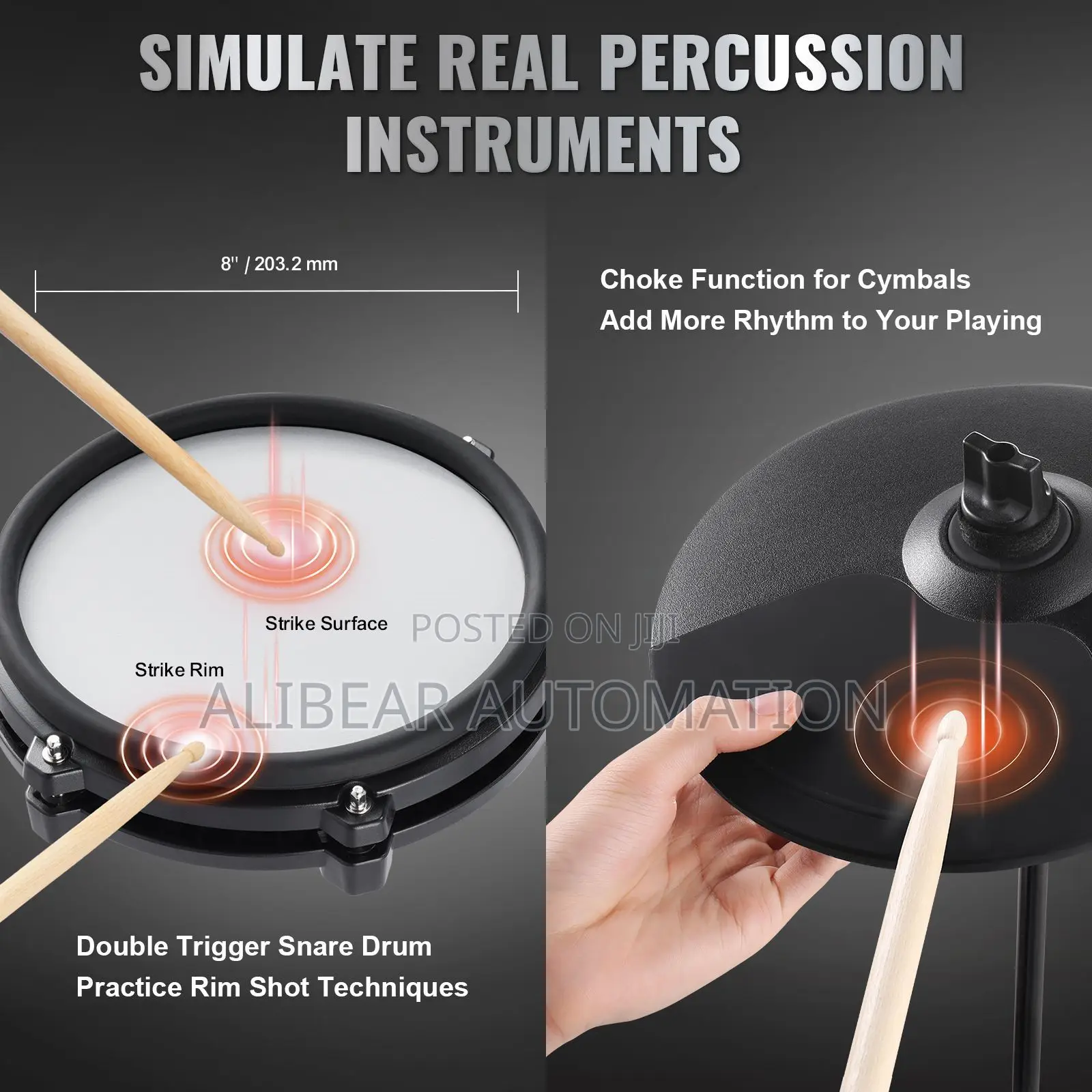 Professional Digital Electric Drum Set Fully Adjustable Setup & Sound