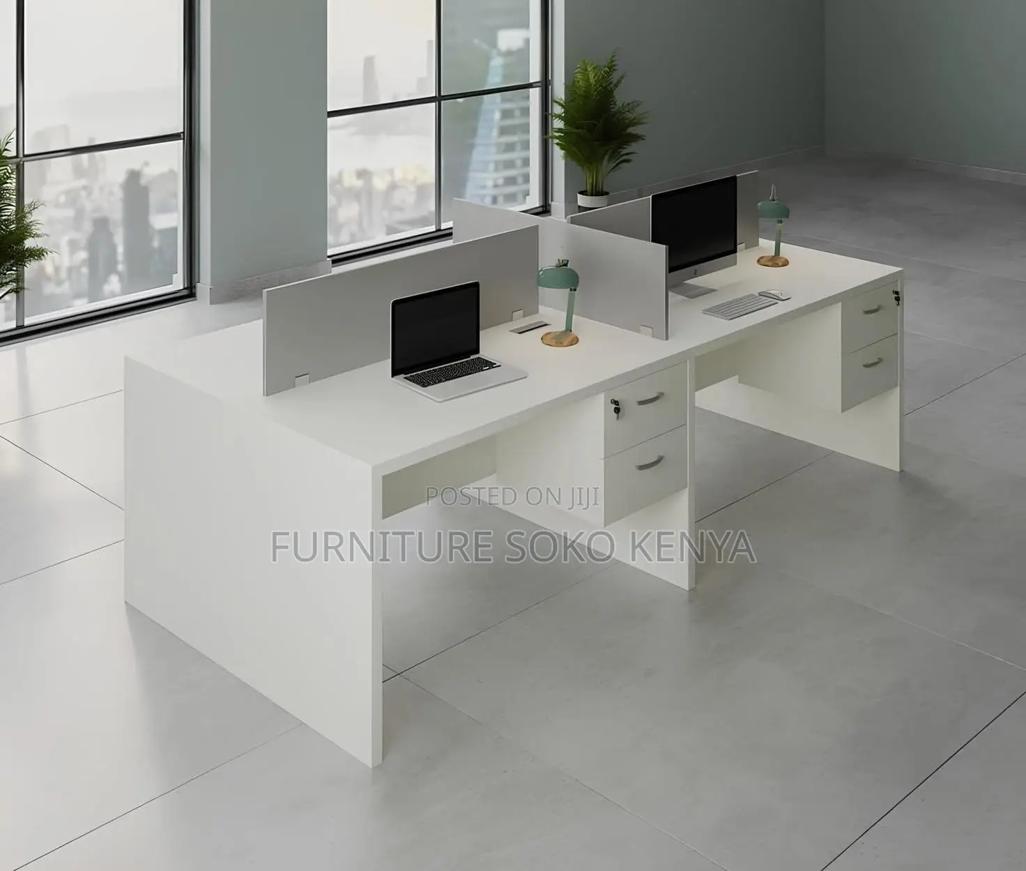 Office Workstation : Custom Modern 4-Way Workstation