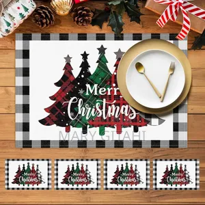Plaid Christmas Rectangular Placemats Set of 2pcs