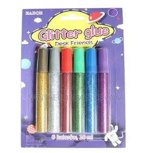 Glitter Glue Desk Friends With Six Tubes of Colored Glitter Glue