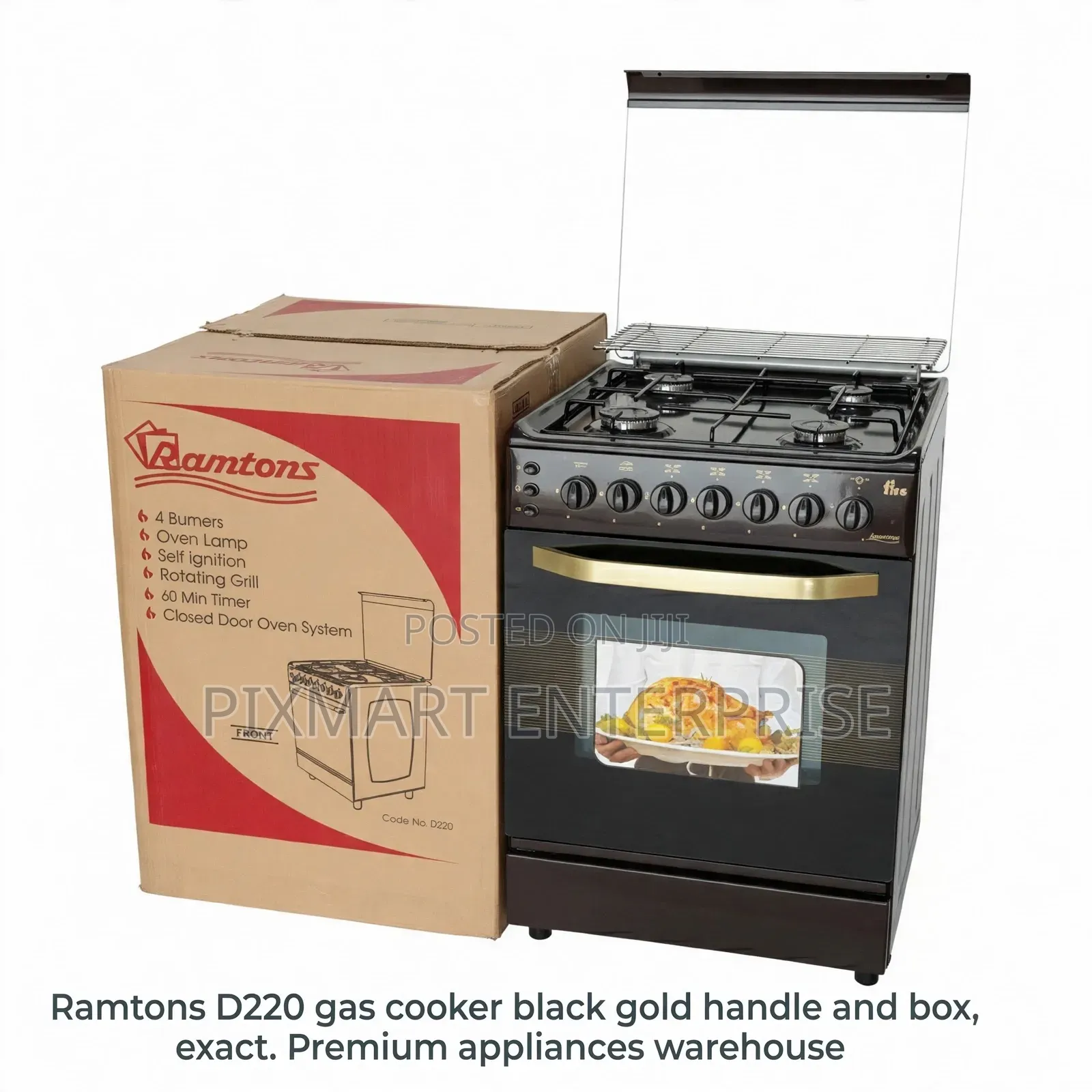 Ramtons 55x60 Full Gas Cooker for Family Kitchen Use