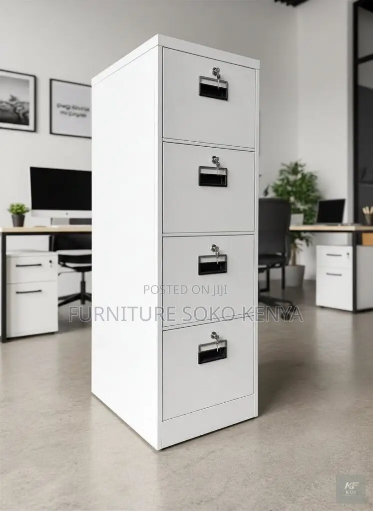 Lockable Cabinet : 4-Drawer Metallic Vertical Office Filing Cabinet