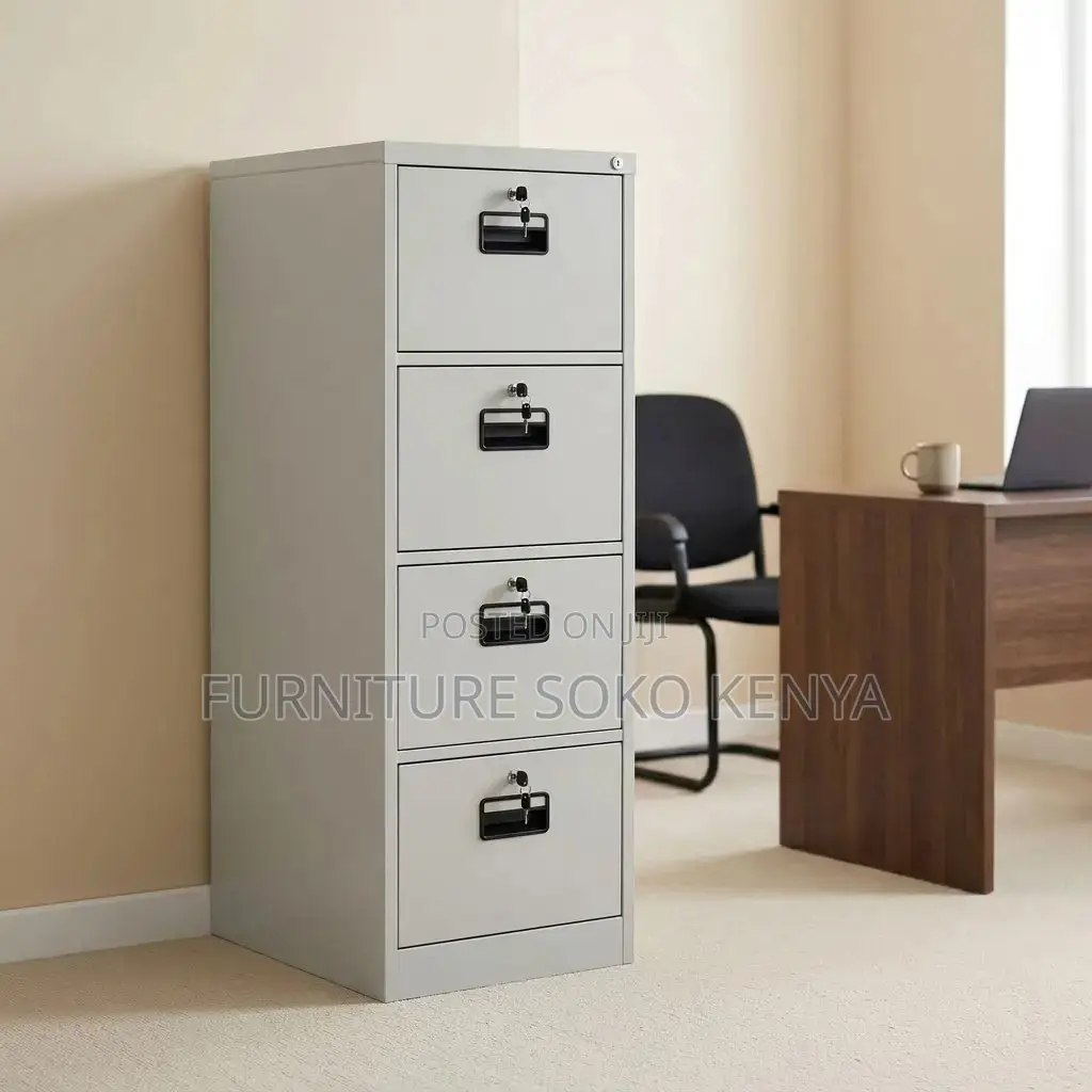 Lockable Cabinet : 4-Drawer Metallic Vertical Office Filing Cabinet